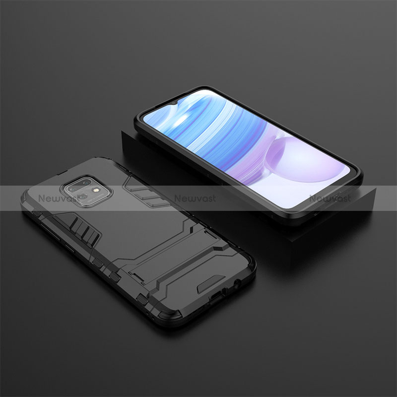 Silicone Matte Finish and Plastic Back Cover Case with Stand KC1 for Xiaomi Redmi 10X 5G