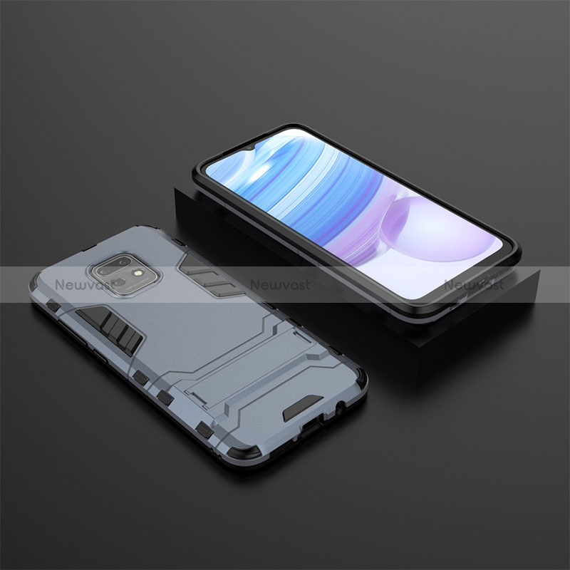 Silicone Matte Finish and Plastic Back Cover Case with Stand KC1 for Xiaomi Redmi 10X 5G