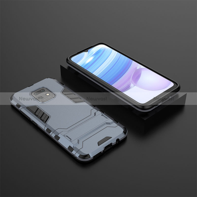 Silicone Matte Finish and Plastic Back Cover Case with Stand KC1 for Xiaomi Redmi 10X Pro 5G