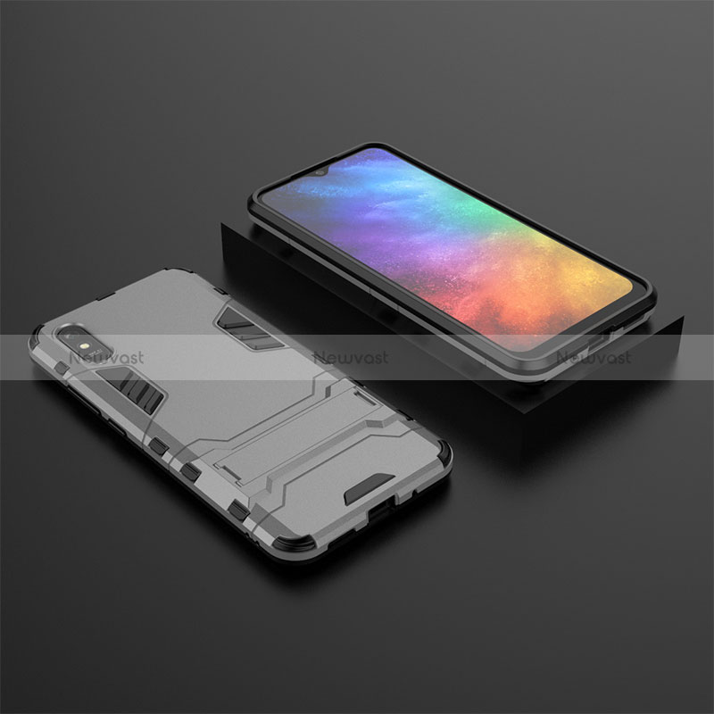 Silicone Matte Finish and Plastic Back Cover Case with Stand KC1 for Xiaomi Redmi 9A