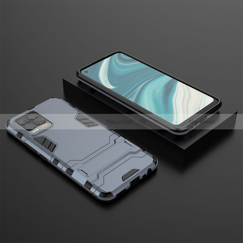 Silicone Matte Finish and Plastic Back Cover Case with Stand KC2 for Realme 8 4G