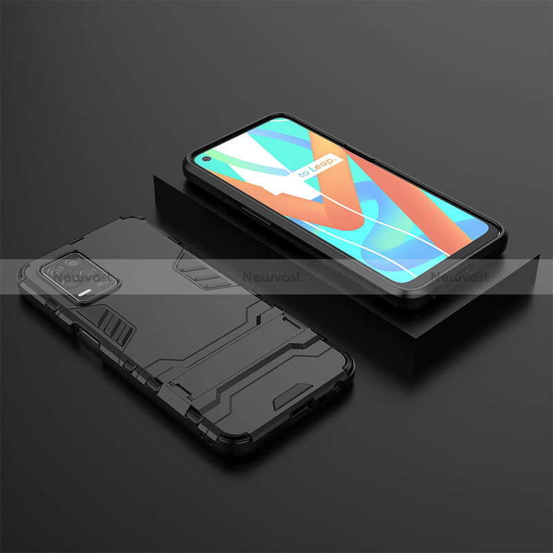 Silicone Matte Finish and Plastic Back Cover Case with Stand KC2 for Realme 8s 5G