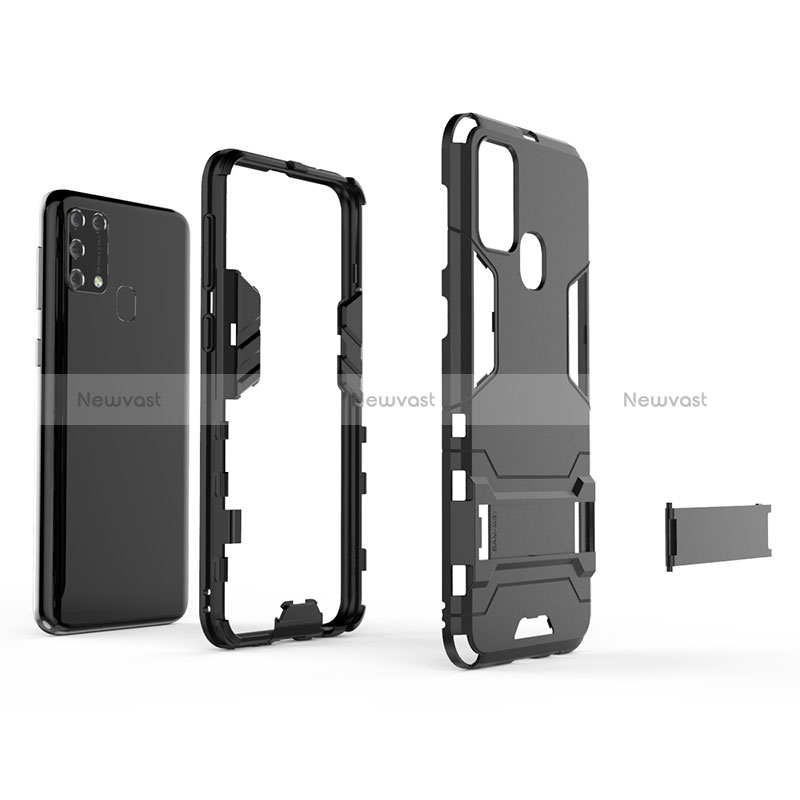 Silicone Matte Finish and Plastic Back Cover Case with Stand KC2 for Samsung Galaxy M31 Prime Edition