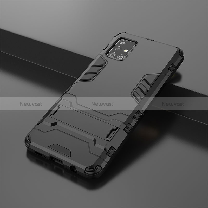 Silicone Matte Finish and Plastic Back Cover Case with Stand KC2 for Samsung Galaxy M40S