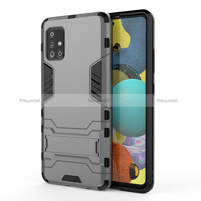 Silicone Matte Finish and Plastic Back Cover Case with Stand KC2 for Samsung Galaxy M40S Gray