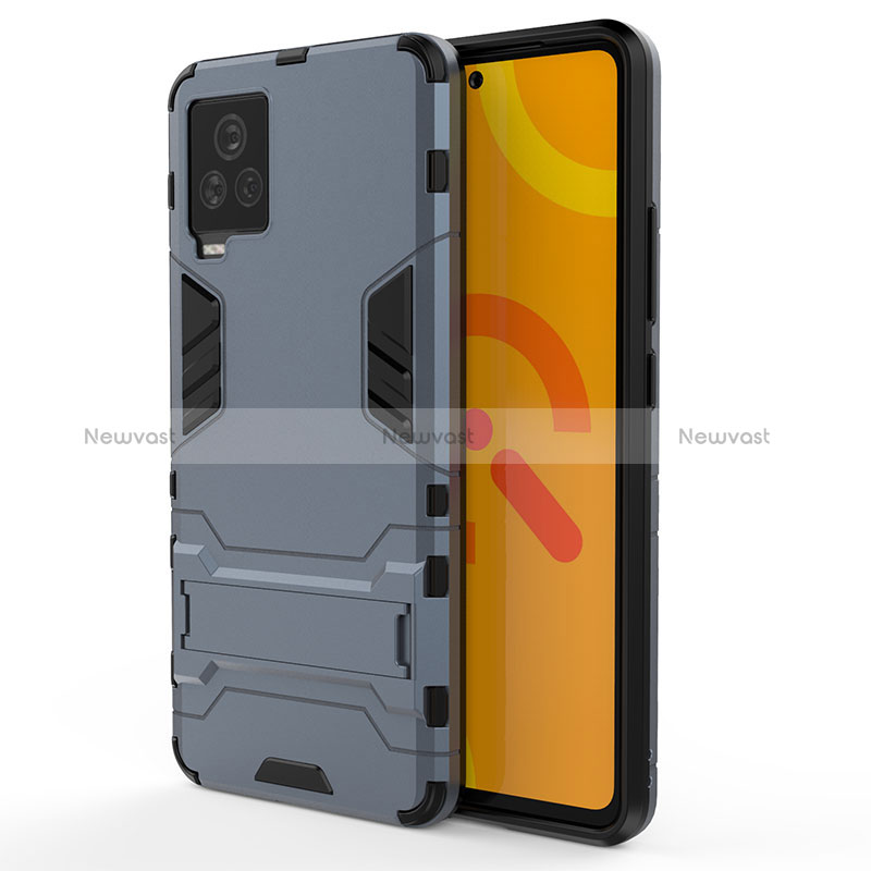 Silicone Matte Finish and Plastic Back Cover Case with Stand KC2 for Vivo iQOO 7 Legend 5G