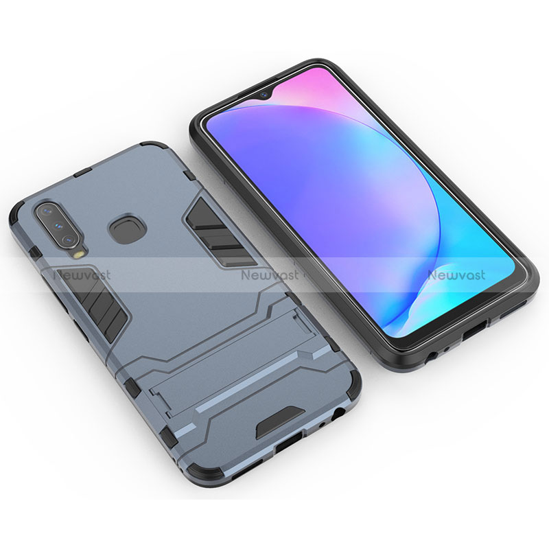 Silicone Matte Finish and Plastic Back Cover Case with Stand KC2 for Vivo Y11