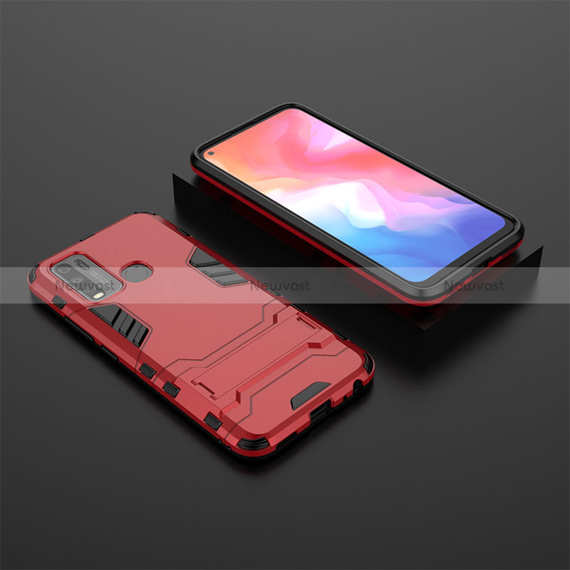 Silicone Matte Finish and Plastic Back Cover Case with Stand KC2 for Vivo Y50