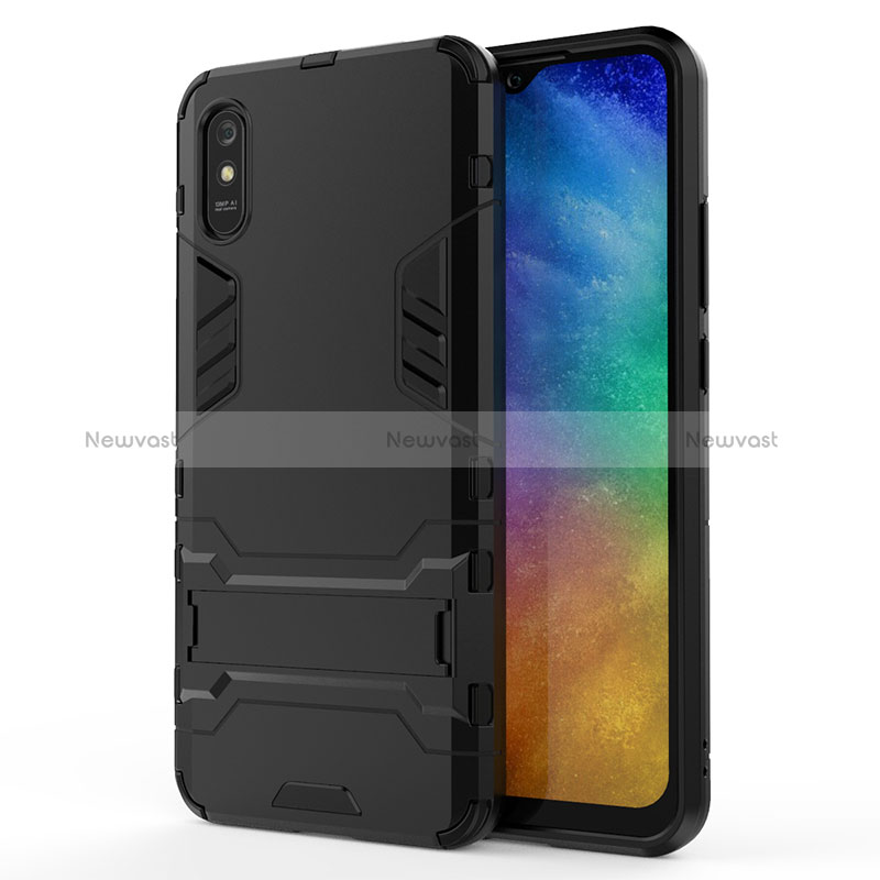 Silicone Matte Finish and Plastic Back Cover Case with Stand KC2 for Xiaomi Redmi 9i