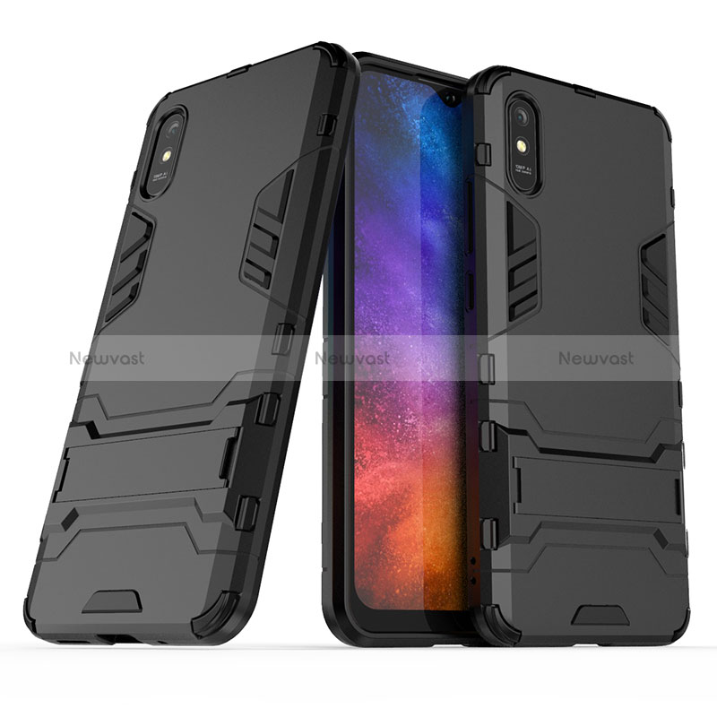 Silicone Matte Finish and Plastic Back Cover Case with Stand KC2 for Xiaomi Redmi 9i