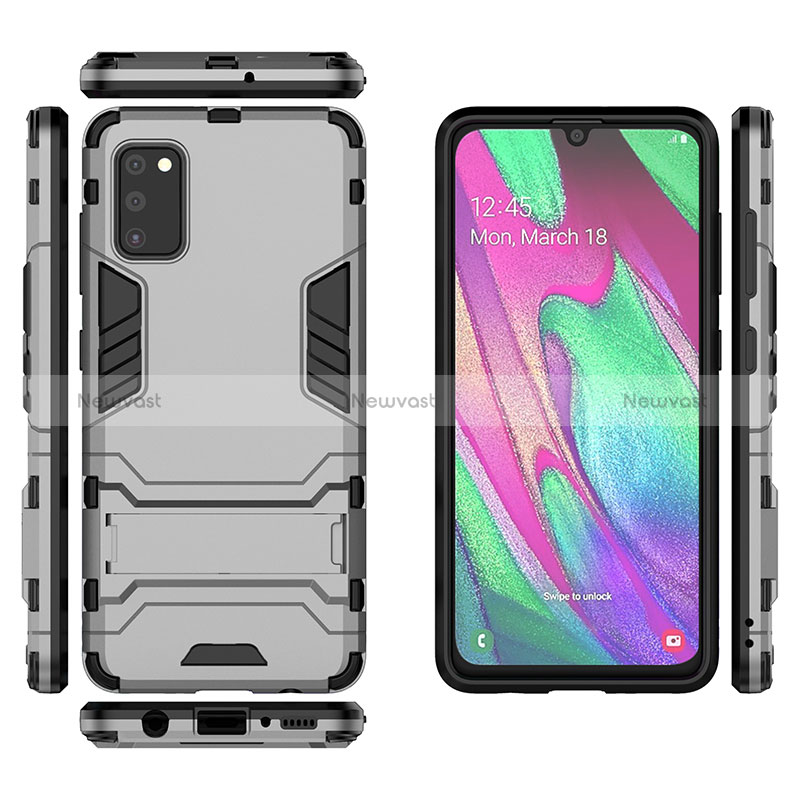 Silicone Matte Finish and Plastic Back Cover Case with Stand KC3 for Samsung Galaxy A41