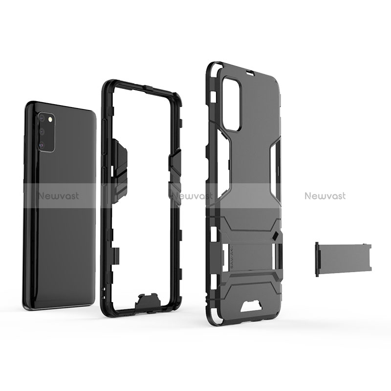 Silicone Matte Finish and Plastic Back Cover Case with Stand KC3 for Samsung Galaxy A41