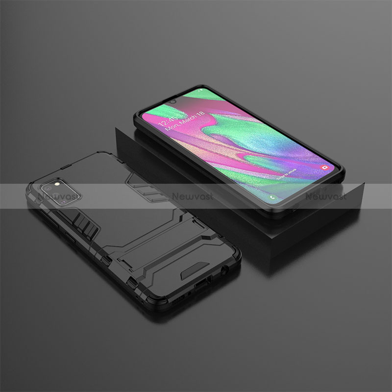 Silicone Matte Finish and Plastic Back Cover Case with Stand KC3 for Samsung Galaxy A41