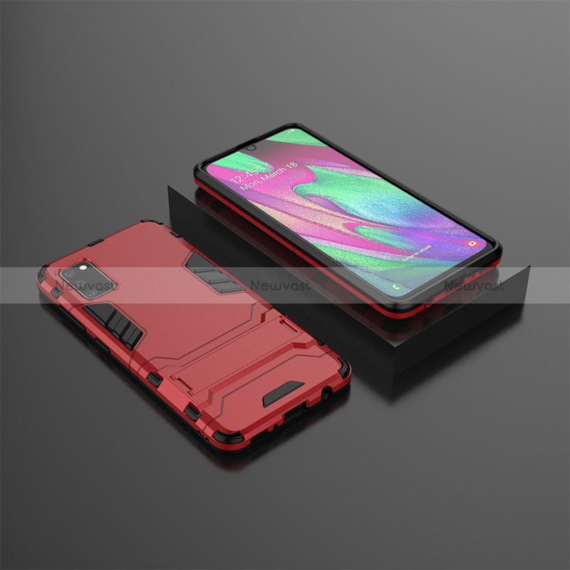 Silicone Matte Finish and Plastic Back Cover Case with Stand KC3 for Samsung Galaxy A41