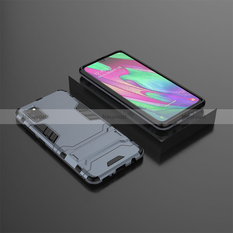 Silicone Matte Finish and Plastic Back Cover Case with Stand KC3 for Samsung Galaxy A41