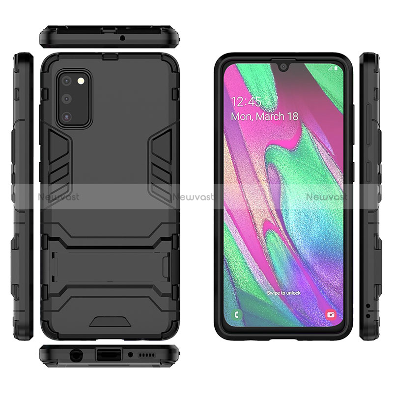 Silicone Matte Finish and Plastic Back Cover Case with Stand KC3 for Samsung Galaxy A41