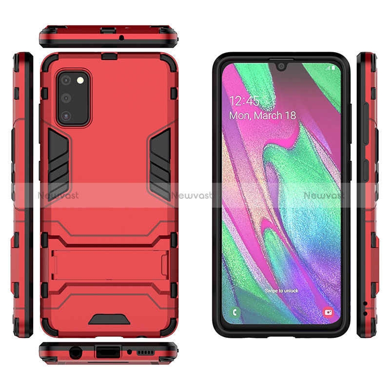 Silicone Matte Finish and Plastic Back Cover Case with Stand KC3 for Samsung Galaxy A41