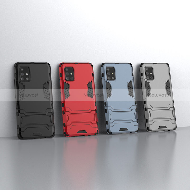 Silicone Matte Finish and Plastic Back Cover Case with Stand KC3 for Samsung Galaxy A71 5G