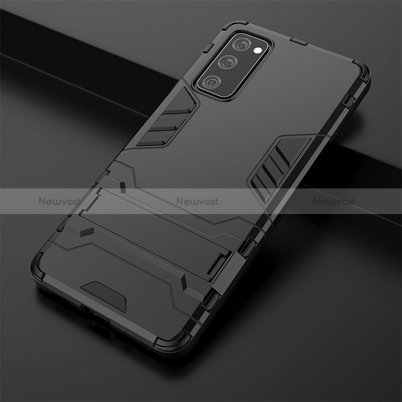 Silicone Matte Finish and Plastic Back Cover Case with Stand KC3 for Samsung Galaxy S20 FE (2022) 5G