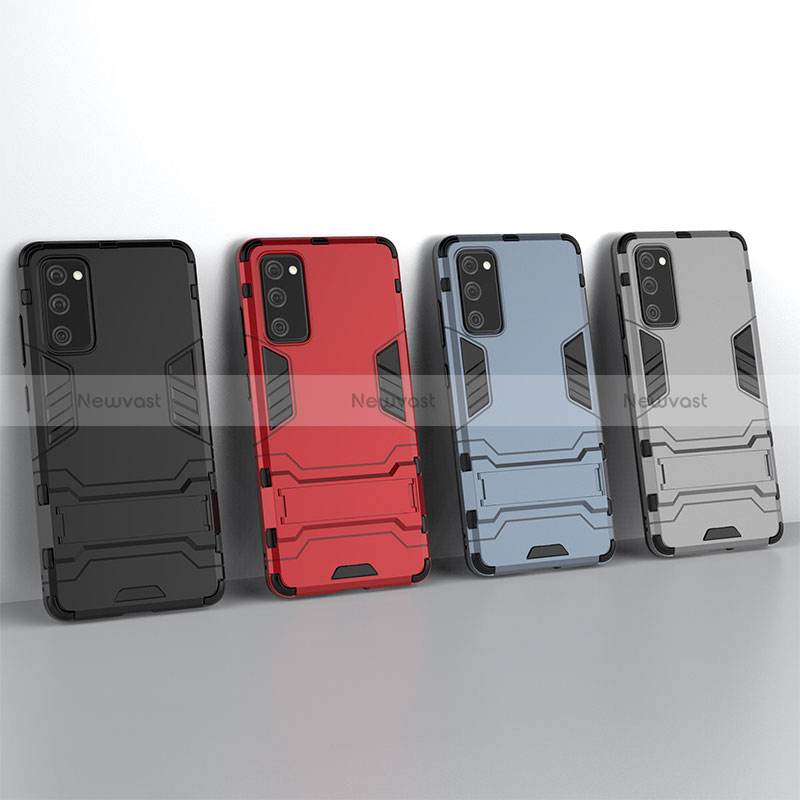 Silicone Matte Finish and Plastic Back Cover Case with Stand KC3 for Samsung Galaxy S20 FE (2022) 5G