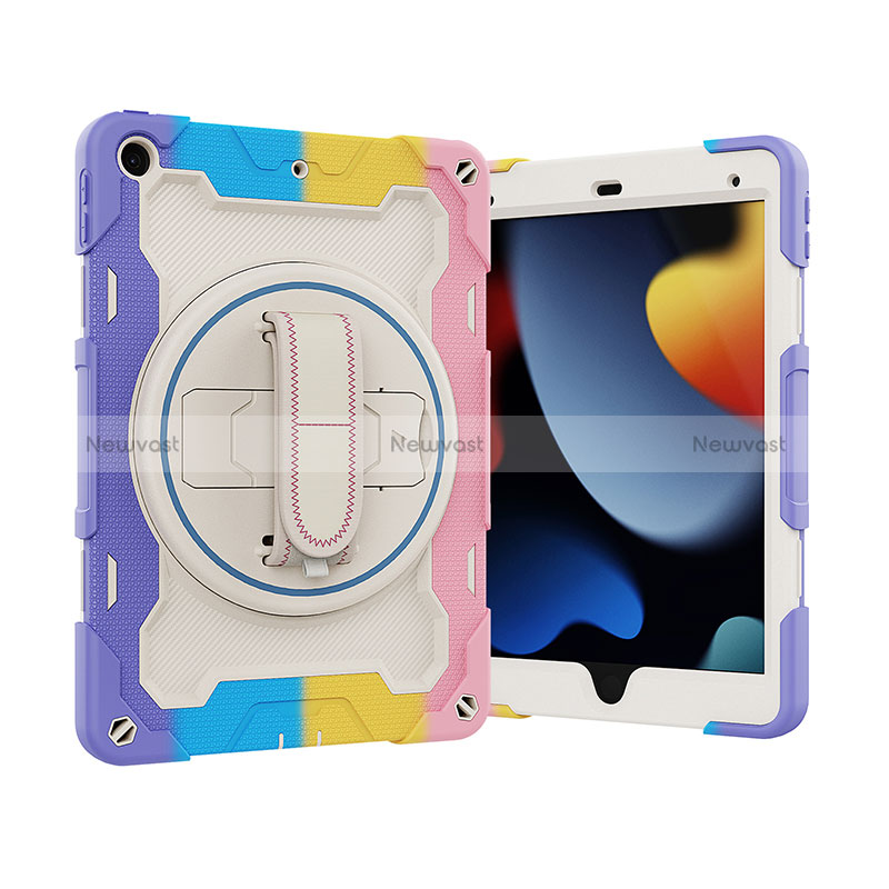 Silicone Matte Finish and Plastic Back Cover Case with Stand L03 for Apple iPad 10.2 (2019)