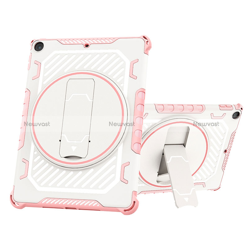 Silicone Matte Finish and Plastic Back Cover Case with Stand L03 for Apple New iPad 9.7 (2018) Pink