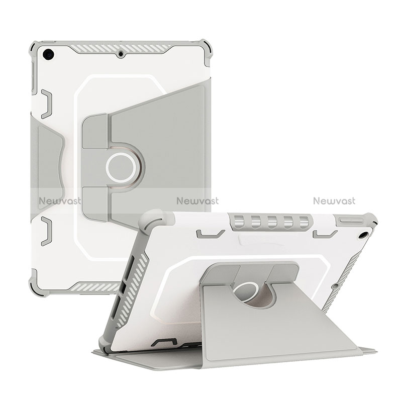 Silicone Matte Finish and Plastic Back Cover Case with Stand L04 for Apple iPad 10.2 (2019)