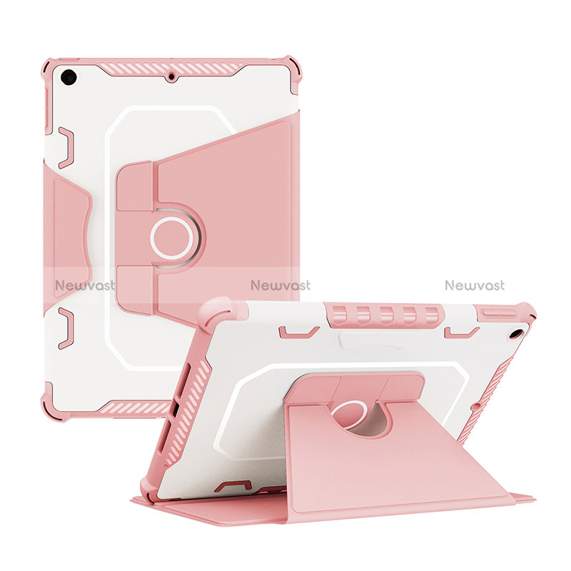 Silicone Matte Finish and Plastic Back Cover Case with Stand L04 for Apple iPad 10.2 (2019) Pink