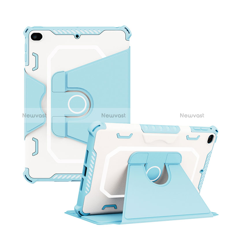 Silicone Matte Finish and Plastic Back Cover Case with Stand L04 for Apple iPad Mini 4 Blue