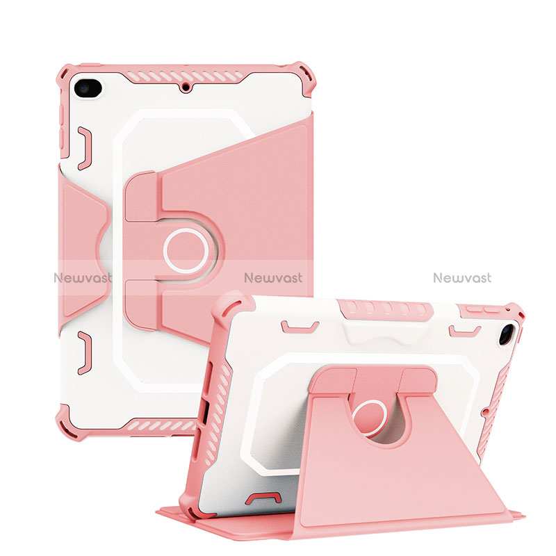 Silicone Matte Finish and Plastic Back Cover Case with Stand L04 for Apple iPad Mini 5 (2019) Pink