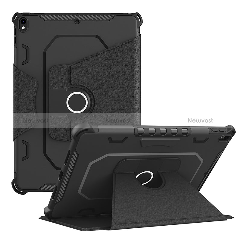 Silicone Matte Finish and Plastic Back Cover Case with Stand L04 for Apple iPad Pro 10.5 Black