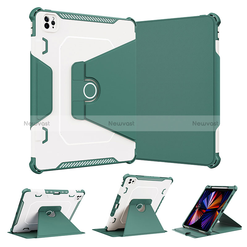 Silicone Matte Finish and Plastic Back Cover Case with Stand L04 for Apple iPad Pro 12.9 (2021)