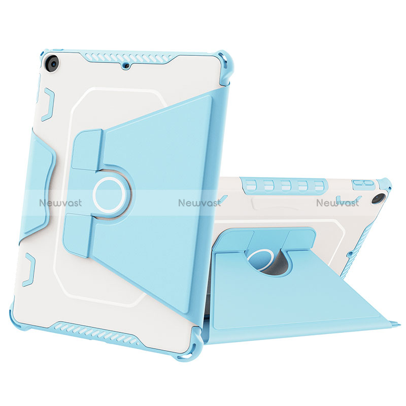 Silicone Matte Finish and Plastic Back Cover Case with Stand L04 for Apple New iPad 9.7 (2017) Blue