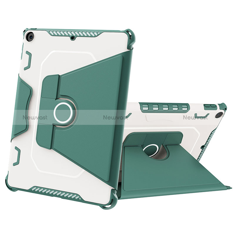 Silicone Matte Finish and Plastic Back Cover Case with Stand L04 for Apple New iPad 9.7 (2018) Green