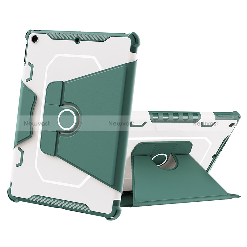 Silicone Matte Finish and Plastic Back Cover Case with Stand L05 for Apple iPad 10.2 (2019) Green