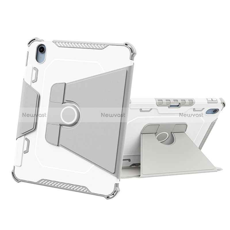 Silicone Matte Finish and Plastic Back Cover Case with Stand L05 for Apple iPad 10.9 (2022) Gray