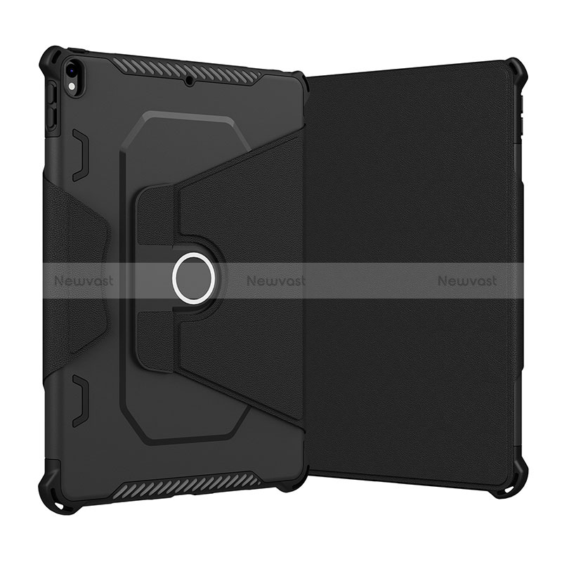 Silicone Matte Finish and Plastic Back Cover Case with Stand L05 for Apple iPad Air 3 Black