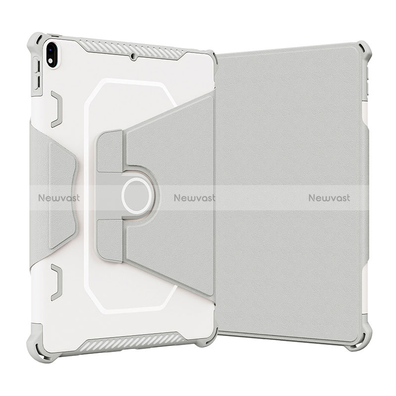 Silicone Matte Finish and Plastic Back Cover Case with Stand L05 for Apple iPad Air 3 Gray