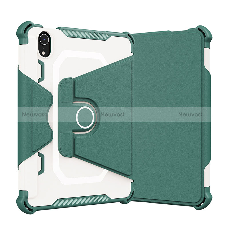 Silicone Matte Finish and Plastic Back Cover Case with Stand L05 for Apple iPad Mini 6 Green