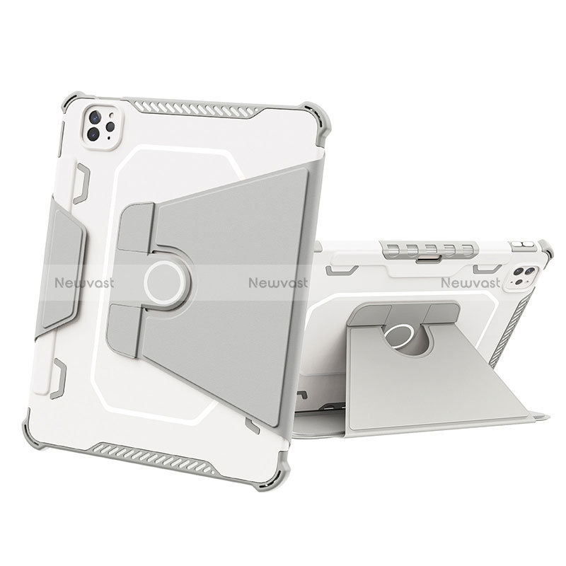 Silicone Matte Finish and Plastic Back Cover Case with Stand L05 for Apple iPad Pro 11 (2022)