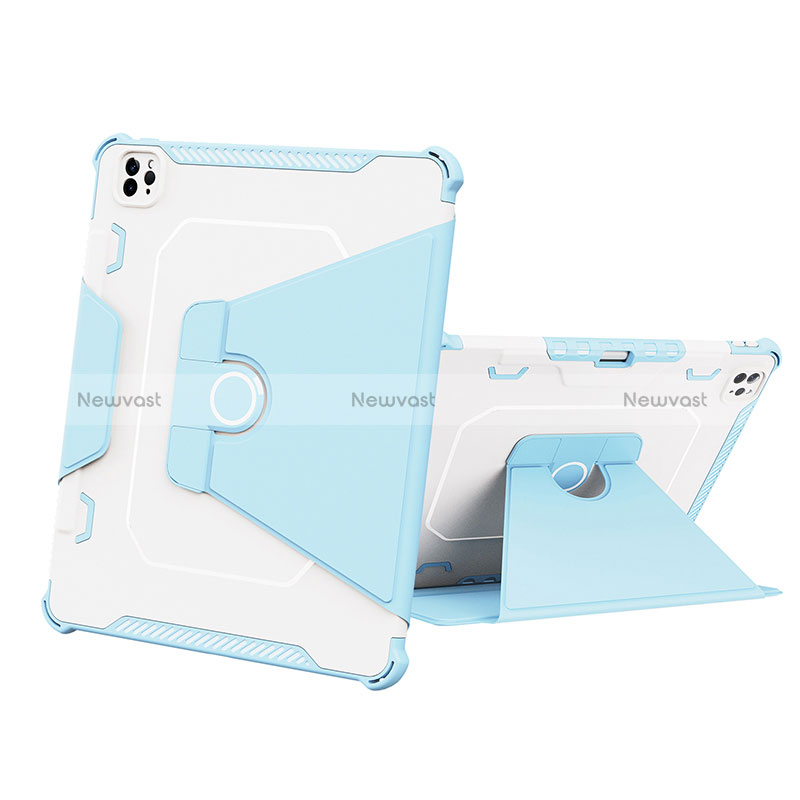 Silicone Matte Finish and Plastic Back Cover Case with Stand L05 for Apple iPad Pro 12.9 (2020) Blue