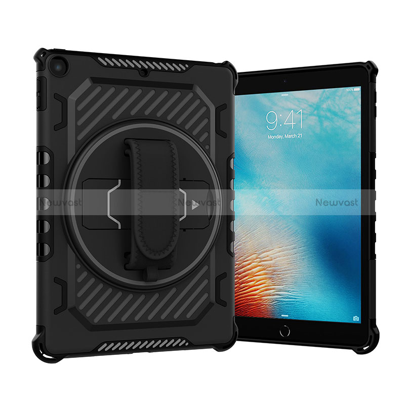 Silicone Matte Finish and Plastic Back Cover Case with Stand L07 for Apple New iPad 9.7 (2018)