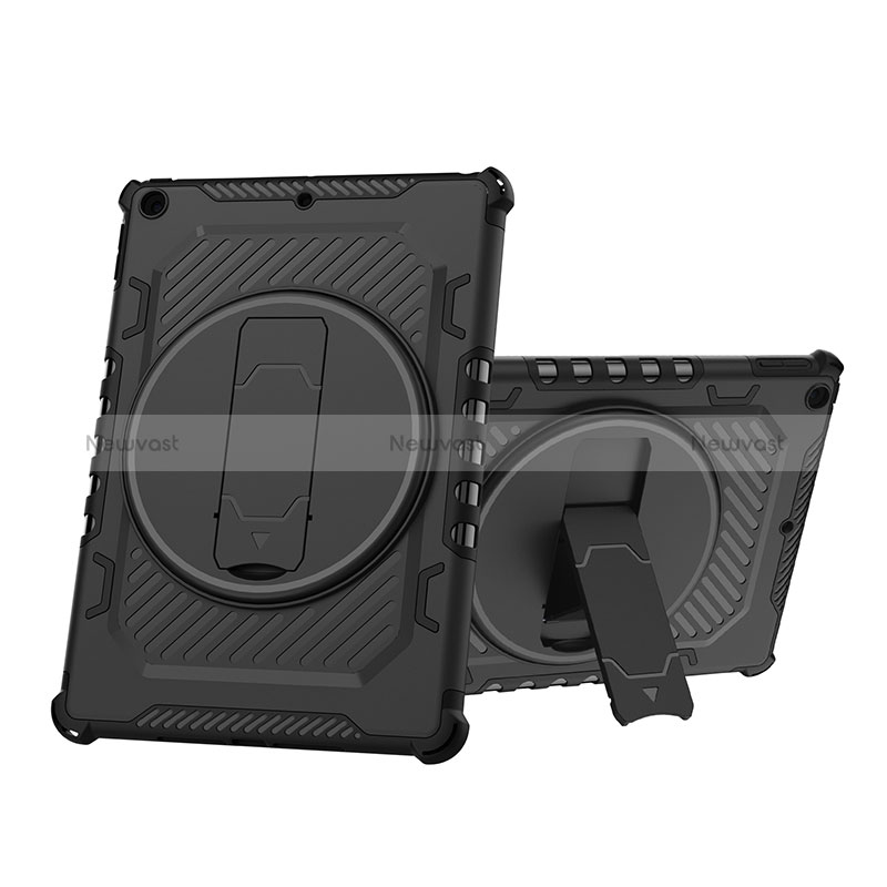 Silicone Matte Finish and Plastic Back Cover Case with Stand L09 for Apple iPad 10.2 (2021)