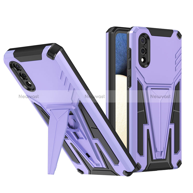 Silicone Matte Finish and Plastic Back Cover Case with Stand MQ1 for Samsung Galaxy A02