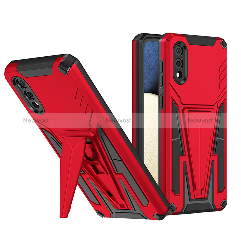 Silicone Matte Finish and Plastic Back Cover Case with Stand MQ1 for Samsung Galaxy A02