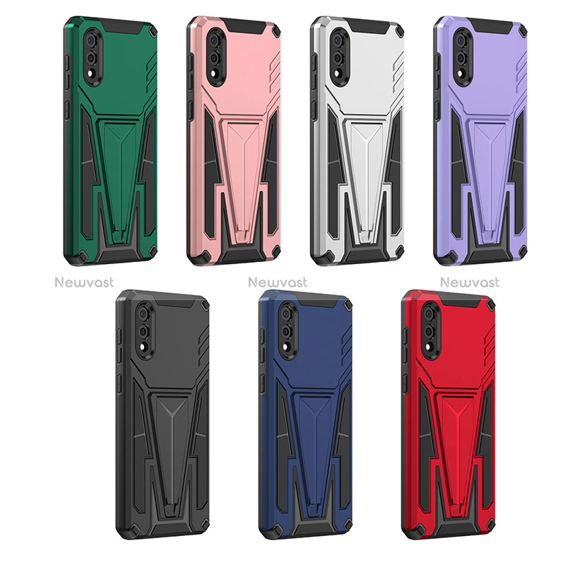 Silicone Matte Finish and Plastic Back Cover Case with Stand MQ1 for Samsung Galaxy A02