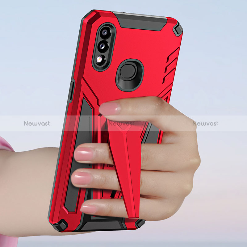 Silicone Matte Finish and Plastic Back Cover Case with Stand MQ1 for Samsung Galaxy A10s