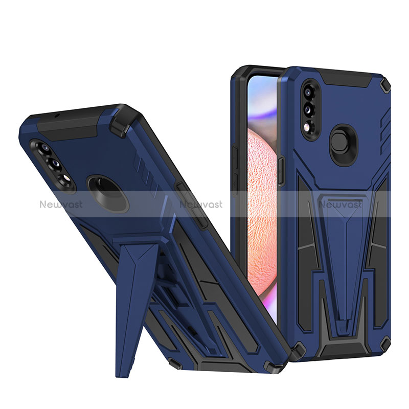 Silicone Matte Finish and Plastic Back Cover Case with Stand MQ1 for Samsung Galaxy A10s