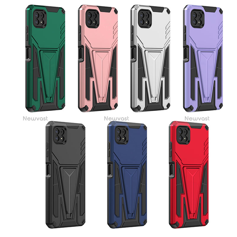 Silicone Matte Finish and Plastic Back Cover Case with Stand MQ1 for Samsung Galaxy A22 5G