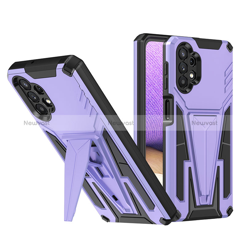 Silicone Matte Finish and Plastic Back Cover Case with Stand MQ1 for Samsung Galaxy A32 4G